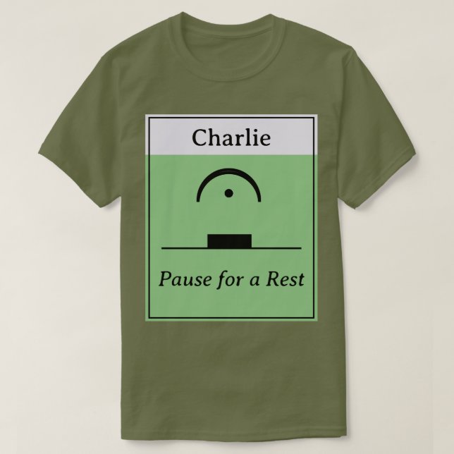 Personalised Pause Rest Musical Humour Music Green T-Shirt (Design Front)