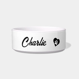 Personalised Paw Heart Name Bowl
