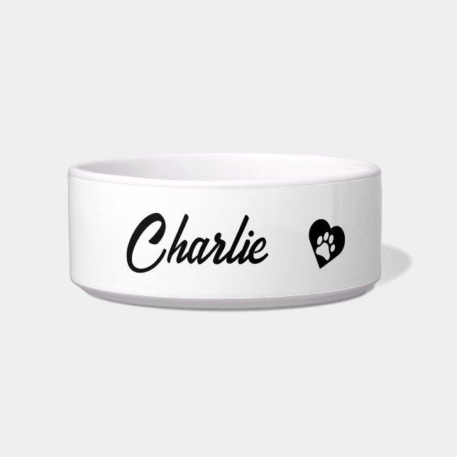Personalised Paw Heart Name Bowl (Left)
