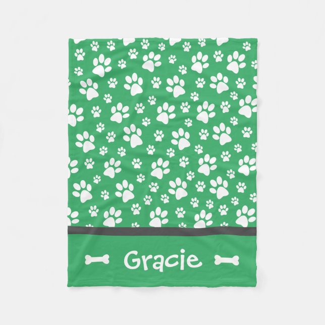 Personalised Paw Print Dog Fleece Blanket (Front)