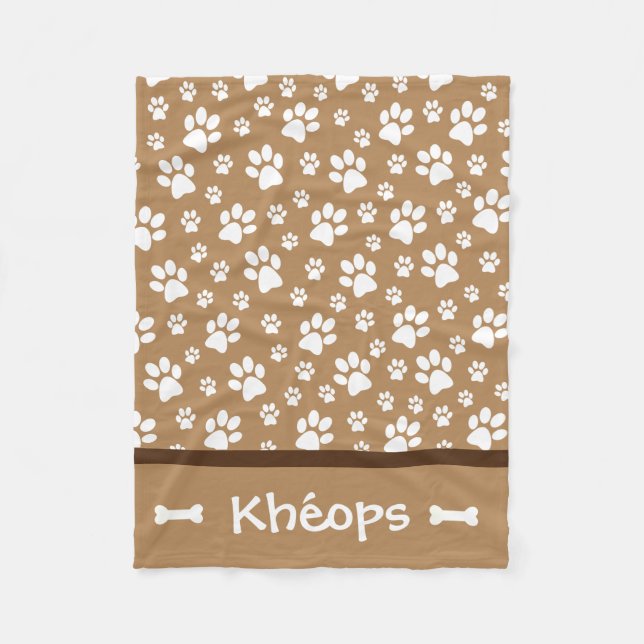 Personalised Paw Print Dog Fleece Blanket (Front)