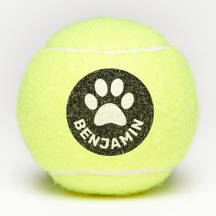 Personalised Paw Print Dog Name on Tennis Balls