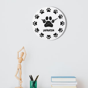 Personalised Paw Print Large Clock