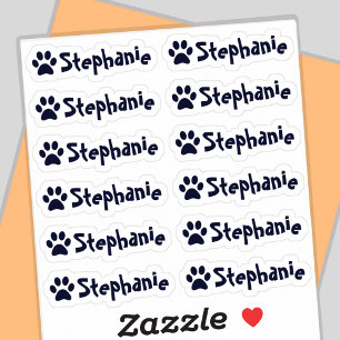 Personalised Paw Print Name Labels Set of 12