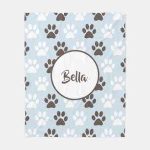 Personalised Paw Print Pattern Fleece Blanket