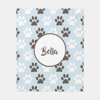 Personalised Paw Print Pattern Fleece Blanket