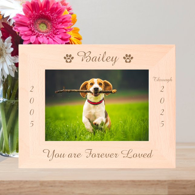 Personalised Paw Print Pet Memorial Wood Picture Etched Frames (Creator Uploaded)