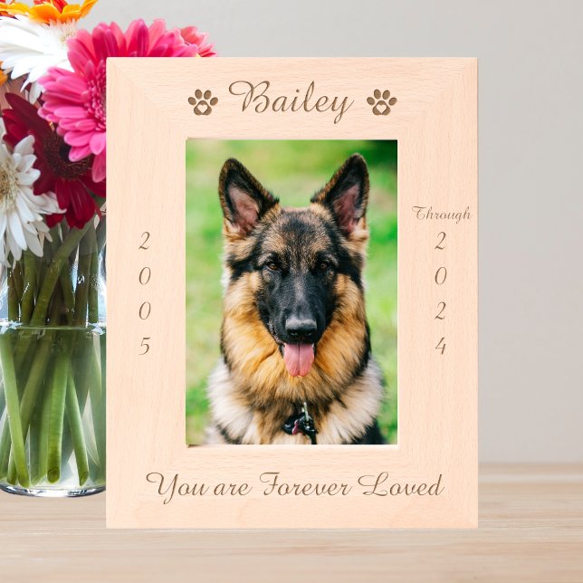 Personalised Paw Print Pet Memorial Wood Picture Etched Frames (Creator Uploaded)
