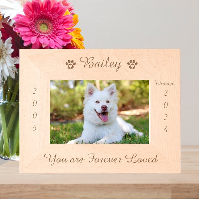 Personalised Paw Print Pet Memorial Wood Picture Etched Frames (Creator Uploaded)
