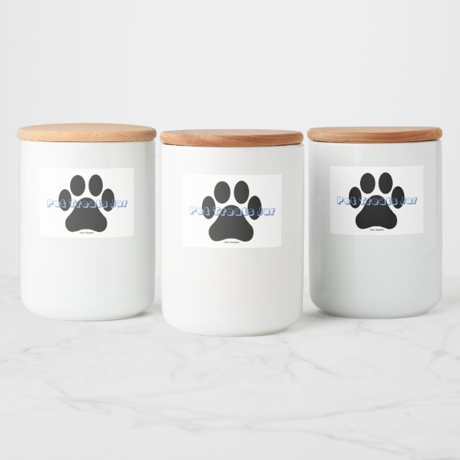 Personalised Paw Print Pet Treats Food Label Jar (Bottles)