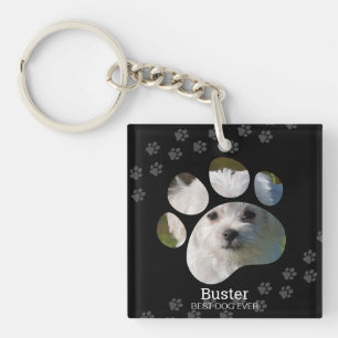 Personalised Paw Print Photo Dog Key Ring
