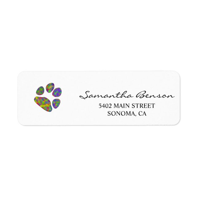 Personalised Paw Print Return Address (Front)