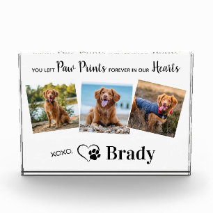 Personalised Paw Prints In Our Hearts Dog Memorial Photo Block