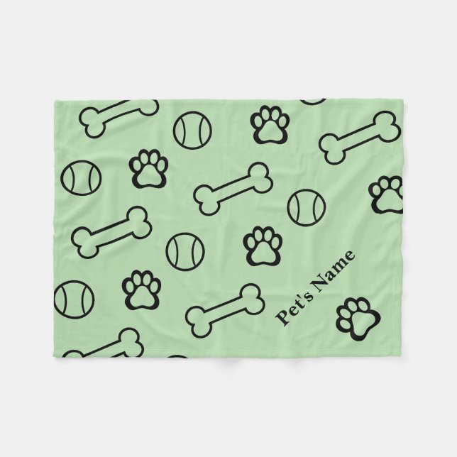 Personalised Pawprint and Bone Dog Blankets (Front (Horizontal))
