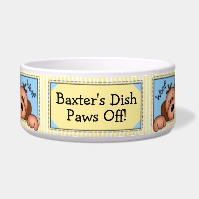 Personalised "Paws Off!" Doggy Dish (Front)