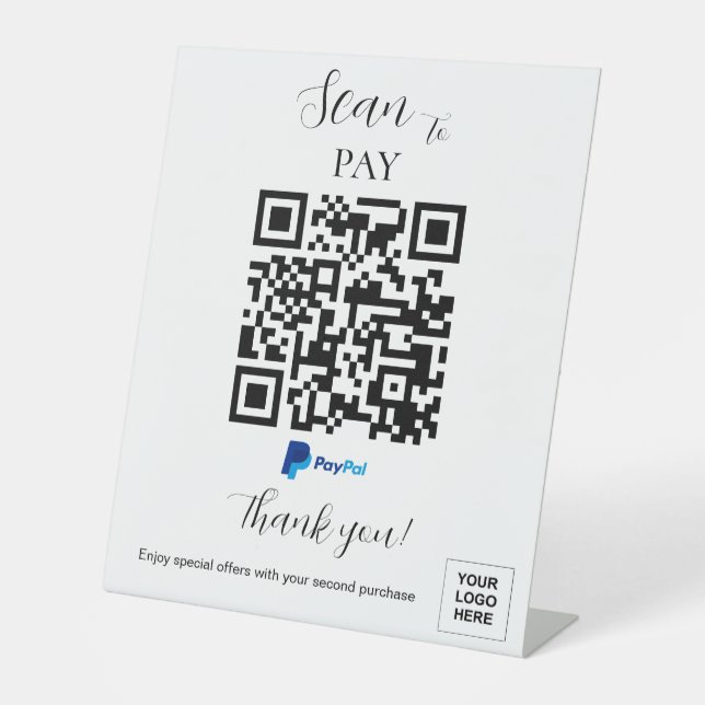 Personalised Payment QR code Modern Pedestal Sign (Front)