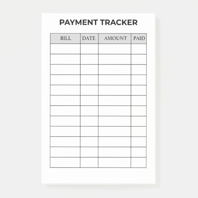 Personalised Payment Tracker Notepad (Front)