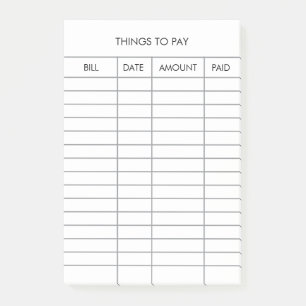Personalised Payment Tracker Post-it Notes        