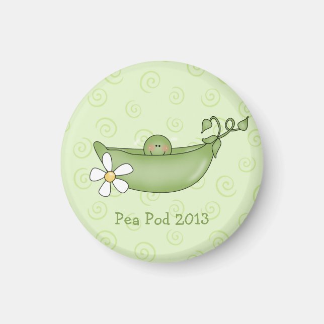 Personalised Pea in a Pod Baby Shower Magnet (Front)