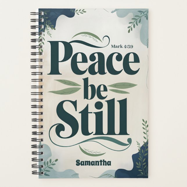 Personalised Peace Be Still Vintage Christian Planner (Front)