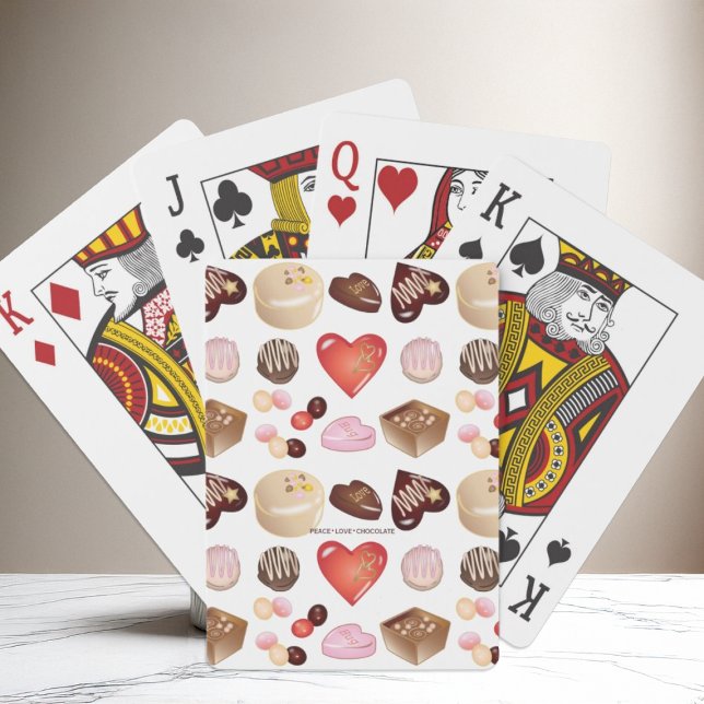 Personalised Peace Love Chocolate Candy Heart Playing Cards (Creator Uploaded)