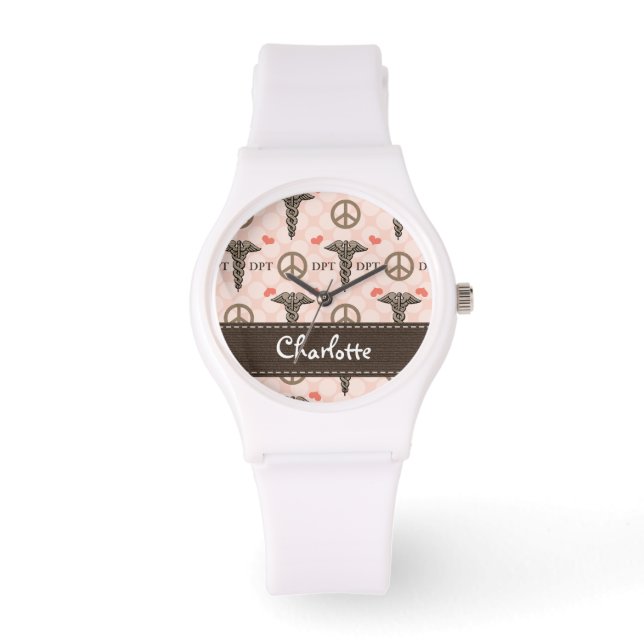 Personalised Peace Love Doctor of Physical Therapy Watch (Front)