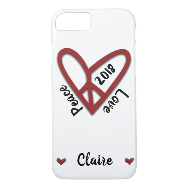 Personalised Peace-Love Heart iPhone Case (Back)