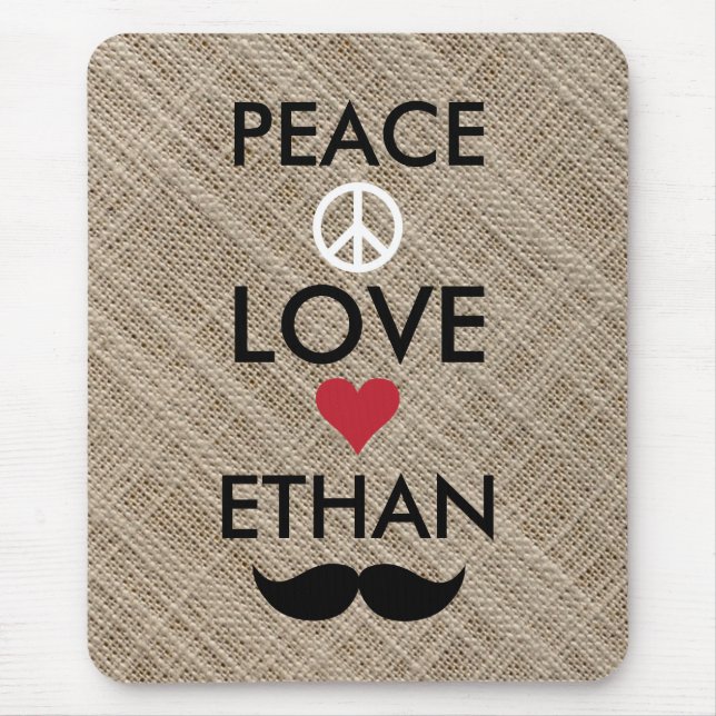 Personalised PEACE LOVE YOUR NAME Mouse Pad (Front)