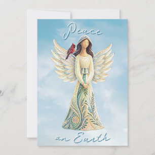 Personalised Peace on Earth Angel Sky Christmas Holiday Card