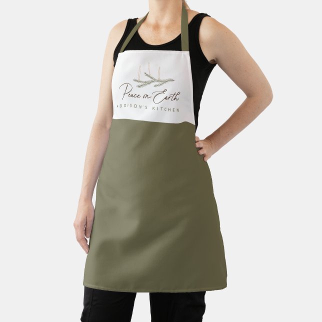 Personalised Peace on Earth Christmas Apron (Insitu)