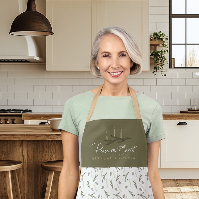 Personalised Peace on Earth Christmas Apron (Shown on a size Medium)