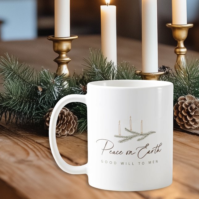 Personalised Peace on Earth Christmas Gift Coffee Mug (Shown on a Classic Mug)