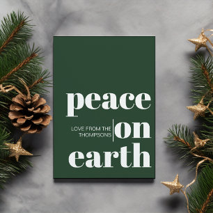 Personalised Peace On Earth Christmas Minimalist Holiday Card
