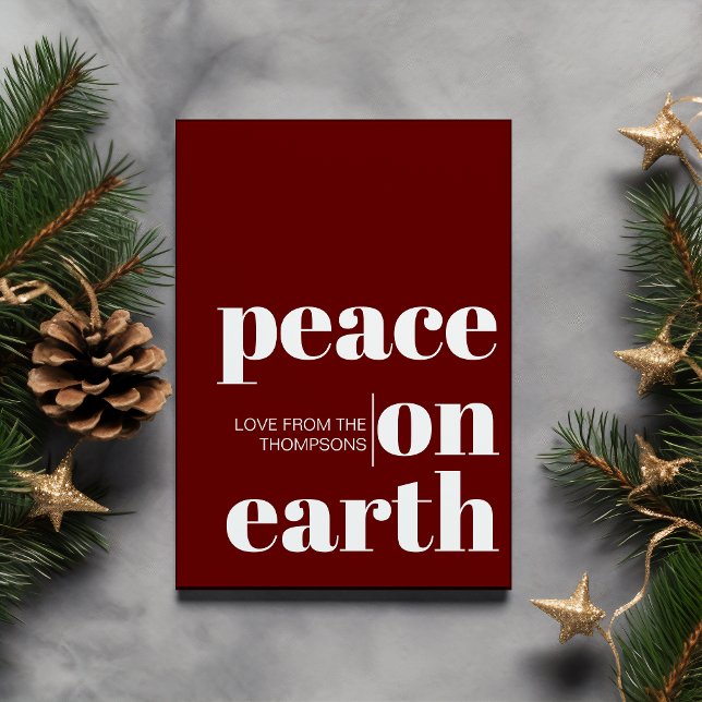 Personalised Peace On Earth Christmas Minimalist Holiday Card (Creator Uploaded)
