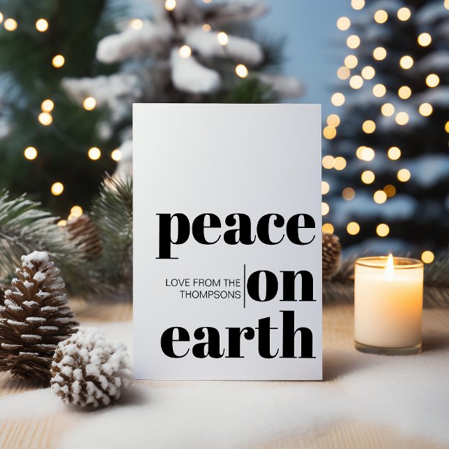 Personalised Peace On Earth Christmas Minimalist Holiday Card (Creator Uploaded)