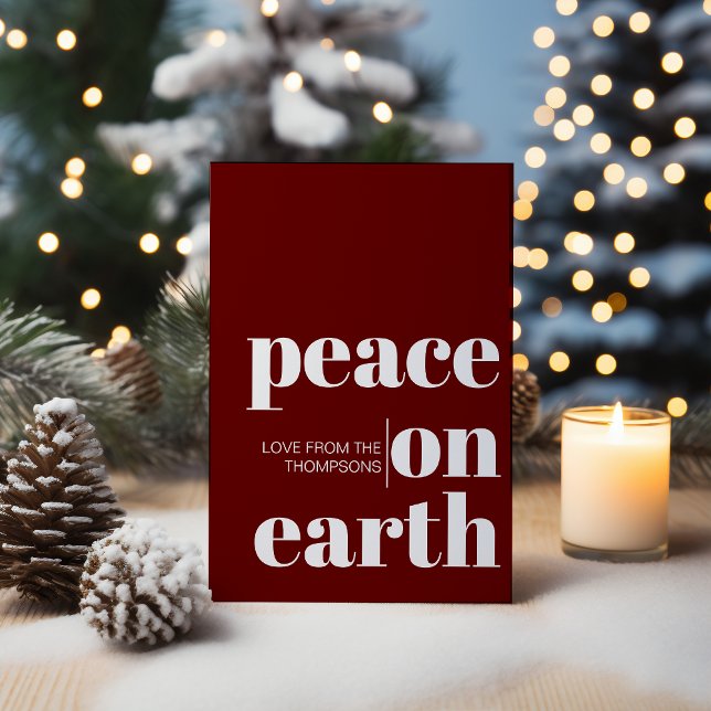 Personalised Peace On Earth Christmas Minimalist Holiday Card (Creator Uploaded)