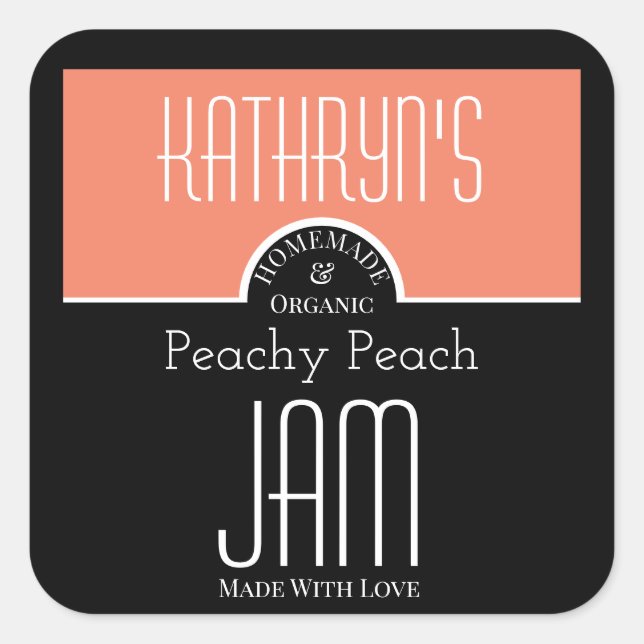Personalised Peach/Apricot Jam Label (Front)