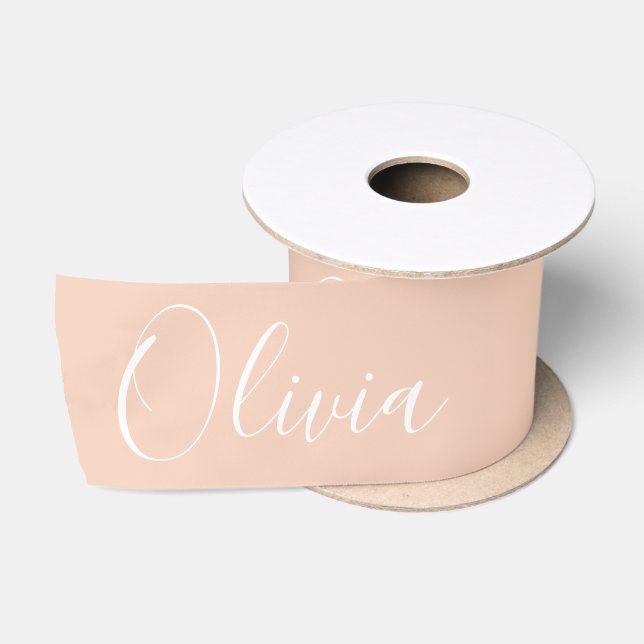 Personalised Peach Elegant Name Satin Ribbon (Spool)