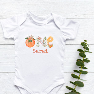 Personalised Peach First Birthday Baby Bodysuit