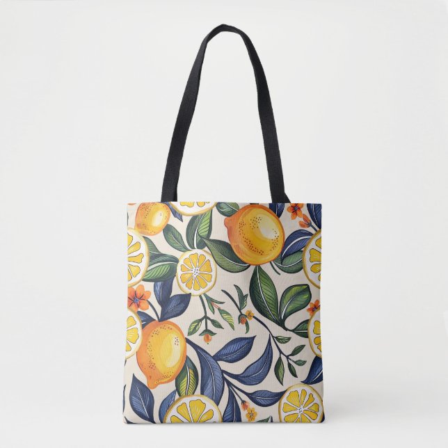 Personalised Peach & Leaf Frame Tote Bag  (Front)