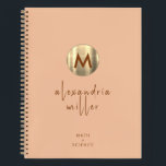 Personalised Peach Math and Science Graph Paper Notebook<br><div class="desc">This personalised notebook features a peach cover with a brushed gold monogram with script name and the subject "math science" printed in simple elegant font in the lower thirds. The interior pages are lined with graph paper, perfect for taking notes, sketching diagrams or solving equations. Personalise the front cover with...</div>