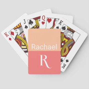 Personalised Peach Monogram Name Playing Cards