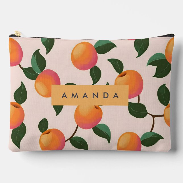 Personalised Peach Pattern Cute Peaches Accessory Pouch (Front)
