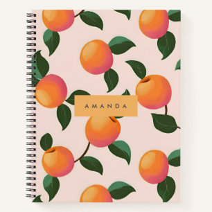 Personalised Peach Pattern Cute Peaches Notebook