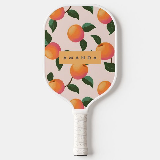 Personalised Peach Pattern Cute Peaches Pickleball Paddle (Front)