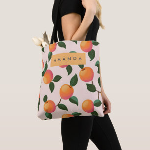 Personalised Peach Pattern Cute Peaches Tote Bag