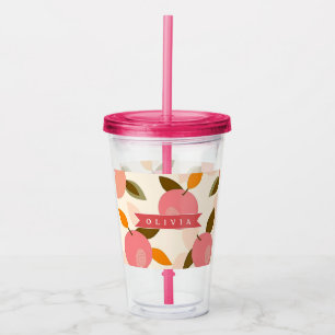 Personalised Peach Pattern Cute Retro Summer Acrylic Tumbler