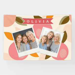 Personalised Peach Pattern Cute Retro Summer Banner