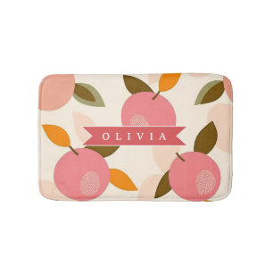 Personalised Peach Pattern Cute Retro Summer Bath Mat
