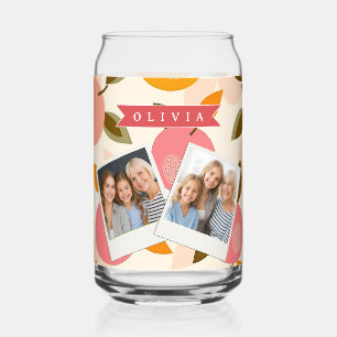 Personalised Peach Pattern Cute Retro Summer Can Glass